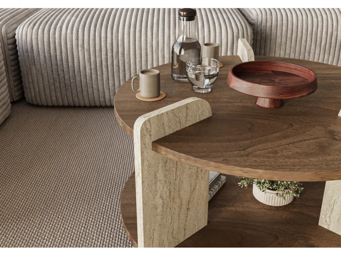 Table basse en bois "Oalla" 70 x 70 x 45 cm - Noyer