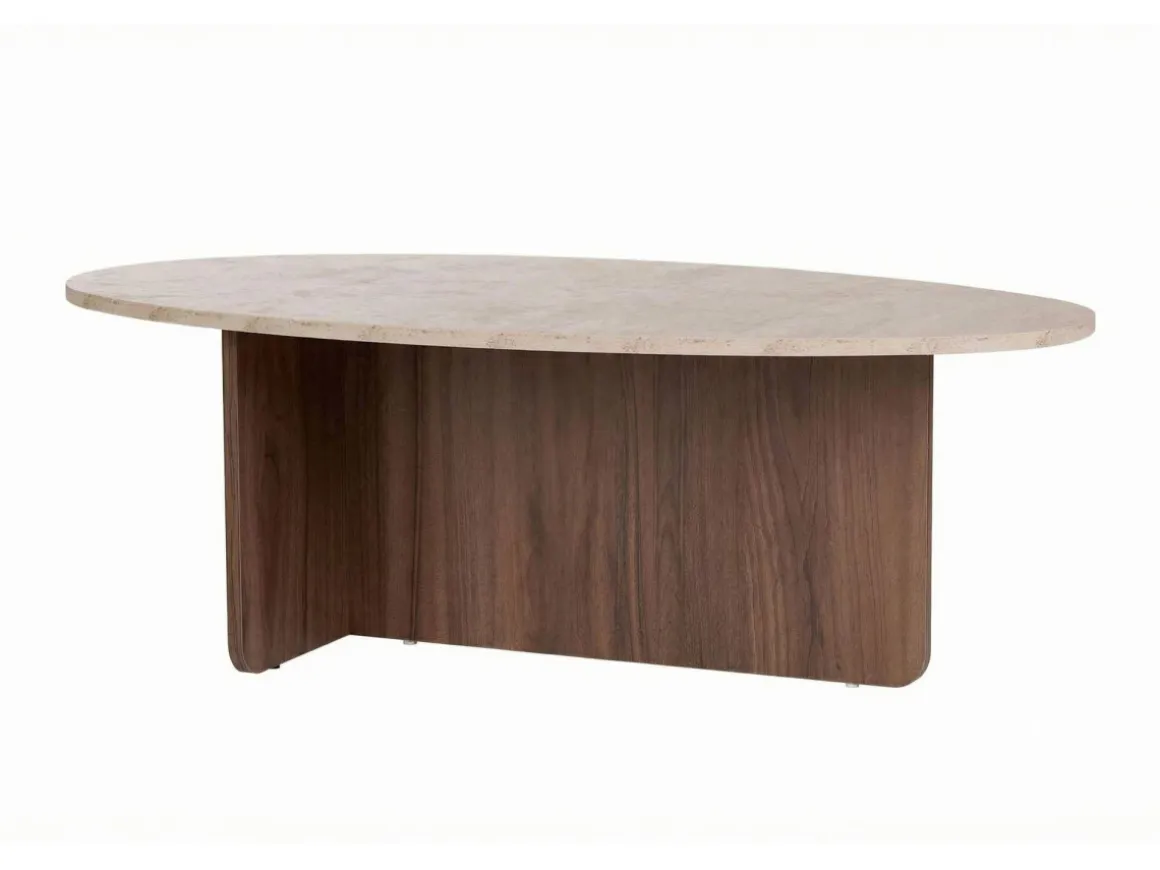 Table basse en bois "Orba" - 120 x 65 x 40 cm - Travertin