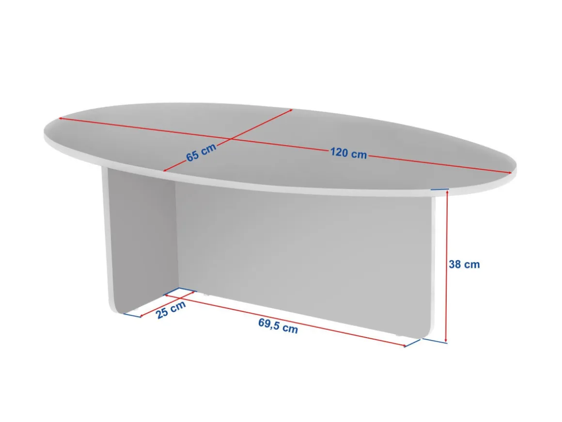 Table basse en bois "Orba" - 120 x 65 x 40 cm - Travertin