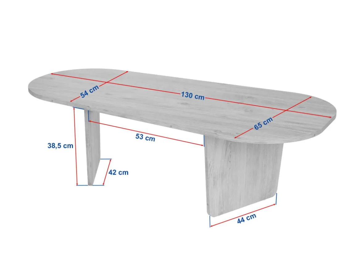 Table basse en bois "Ovalis" - 130 x 65 x 40 cm - Noyer