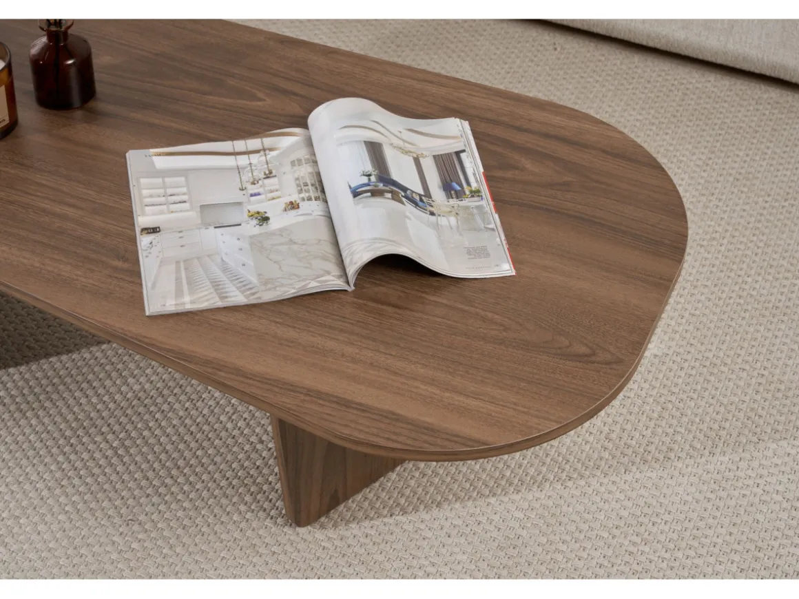 Table basse en bois "Ovalis" - 130 x 65 x 40 cm - Noyer