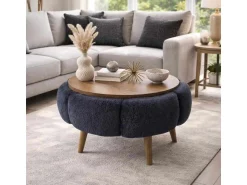 Table basse en bois "Papatya 60" - 60 x 60 x 44 cm - Gris anthracite