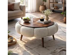 Table basse en bois "Papatya 60" - 60 x 60 x 44 cm - Blanc