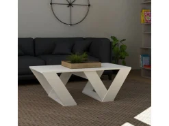 Table basse en bois "Pipra" - 110 x 60 x 40 cm - Blanc