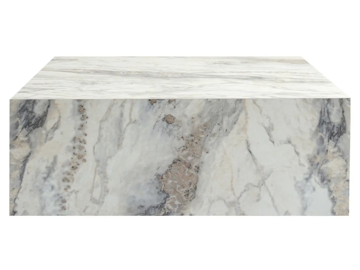 Table basse en bois "Prizma" - 90 x 90 x 35 cm - Marbre Freesia