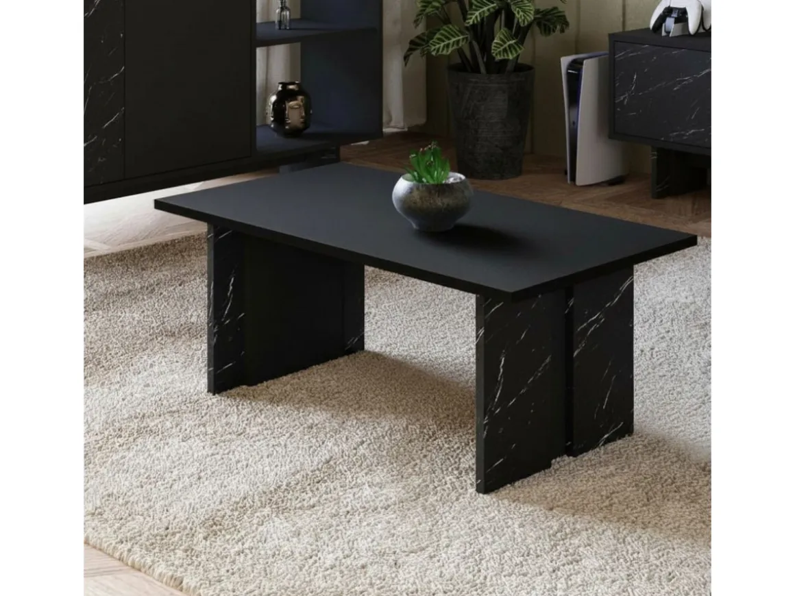 Table basse en bois "Ravello" - 90 x 50 x 40 cm - Noir