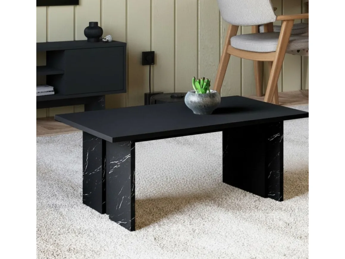Table basse en bois "Ravello" - 90 x 50 x 40 cm - Noir