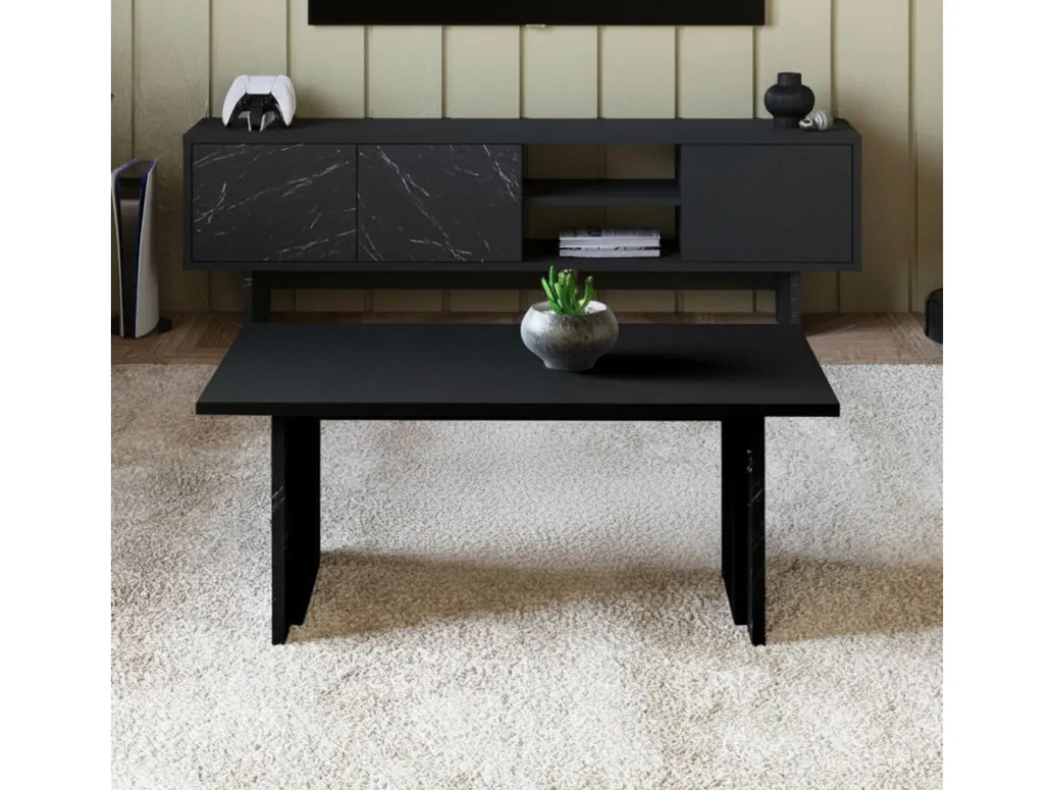 Table basse en bois "Ravello" - 90 x 50 x 40 cm - Noir