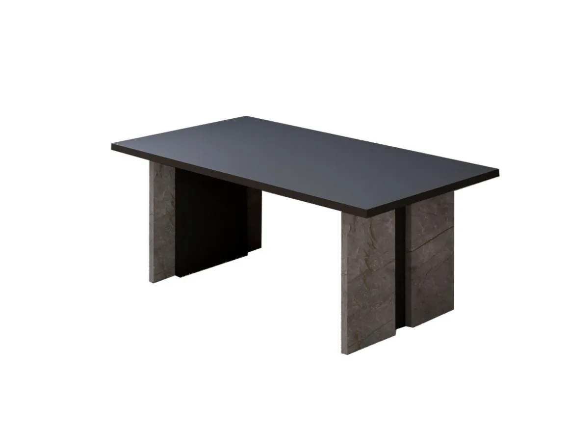 Table basse en bois "Ravello" - 90 x 50 x 40 cm - Gris anthracite marbré