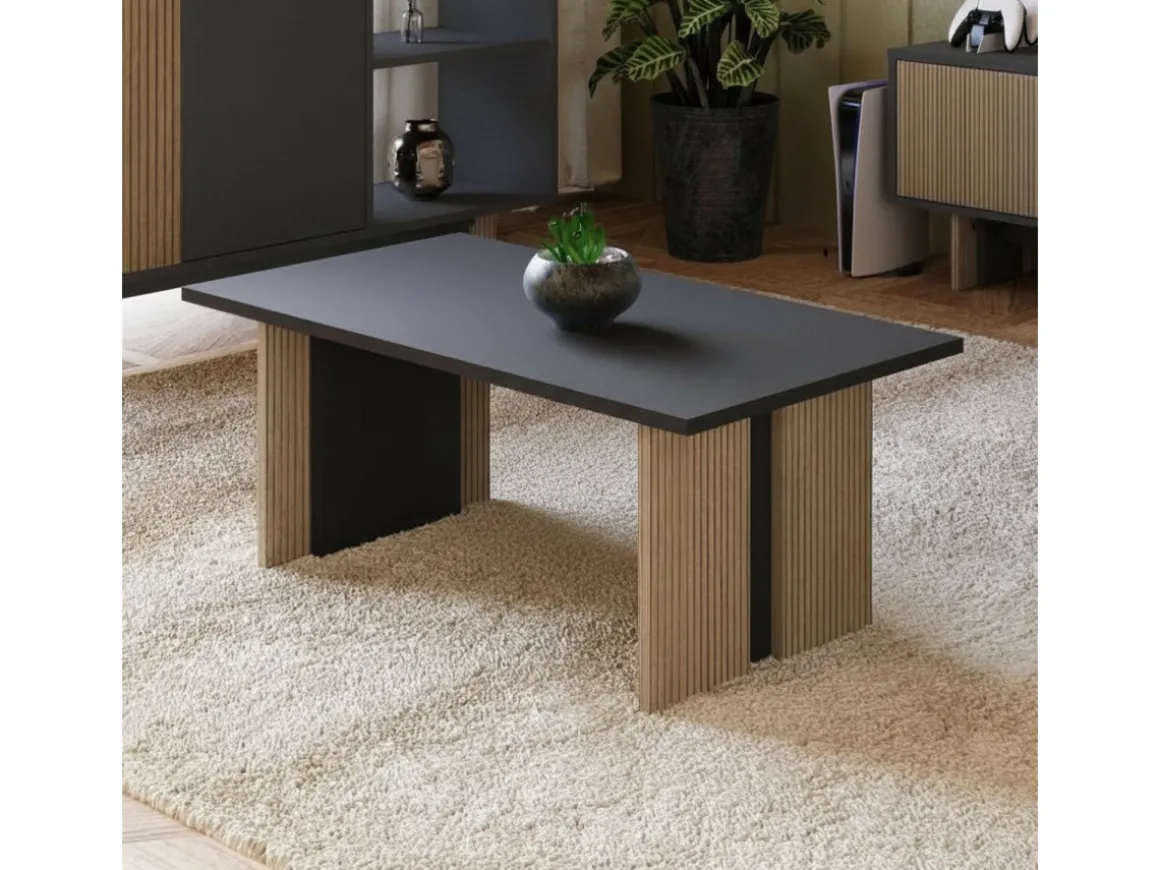 Table basse en bois "Ravello" - 90 x 50 x 40 cm - Gris anthracite
