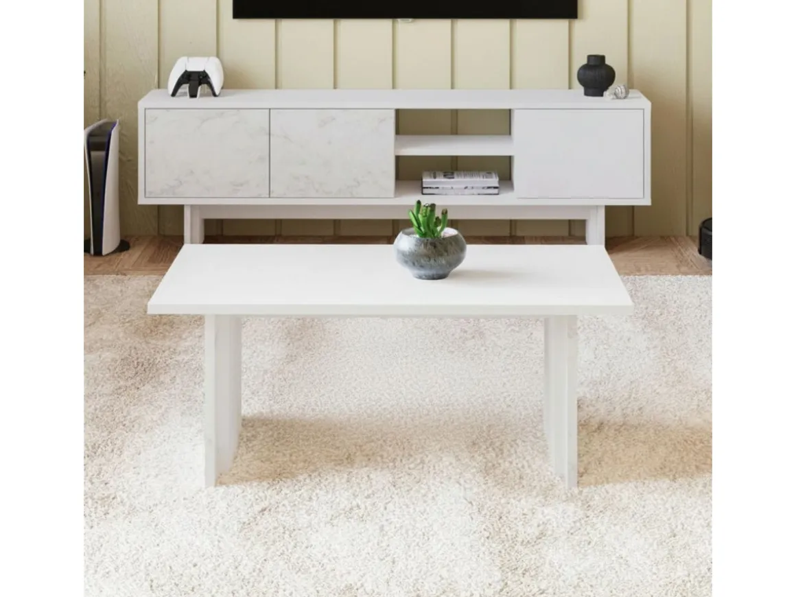 Table basse en bois "Ravello" - 90 x 50 x 40 cm - Blanc