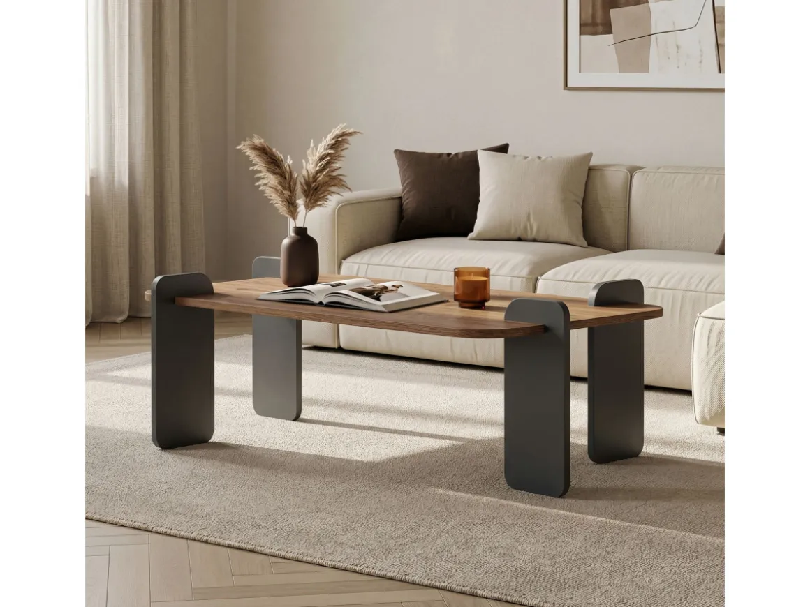 Table basse en bois "Renard" - 120 x 60 x 35 cm - Marron clair