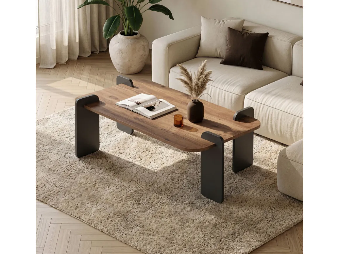 Table basse en bois "Renard" - 120 x 60 x 35 cm - Marron clair