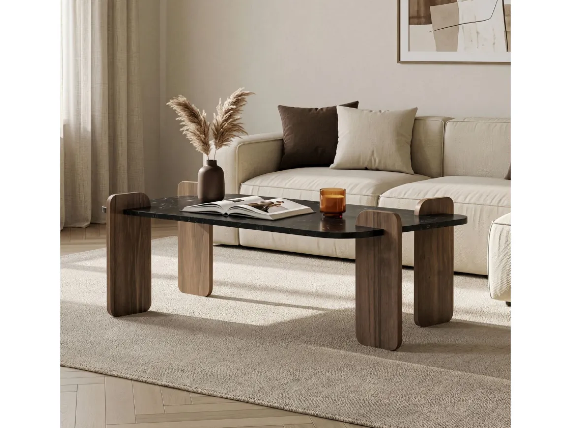 Table basse en bois "Renard" - 120 x 60 x 35 cm - Noir