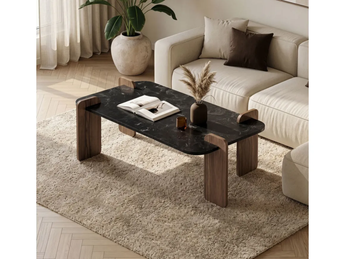Table basse en bois "Renard" - 120 x 60 x 35 cm - Noir