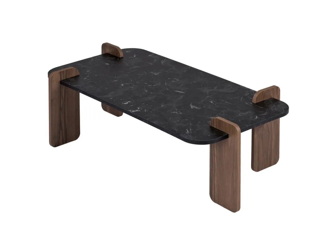 Table basse en bois "Renard" - 120 x 60 x 35 cm - Noir