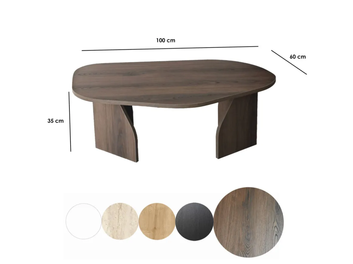 Table basse en bois "Rock" 100 x 60 x 35 cm - Noyer
