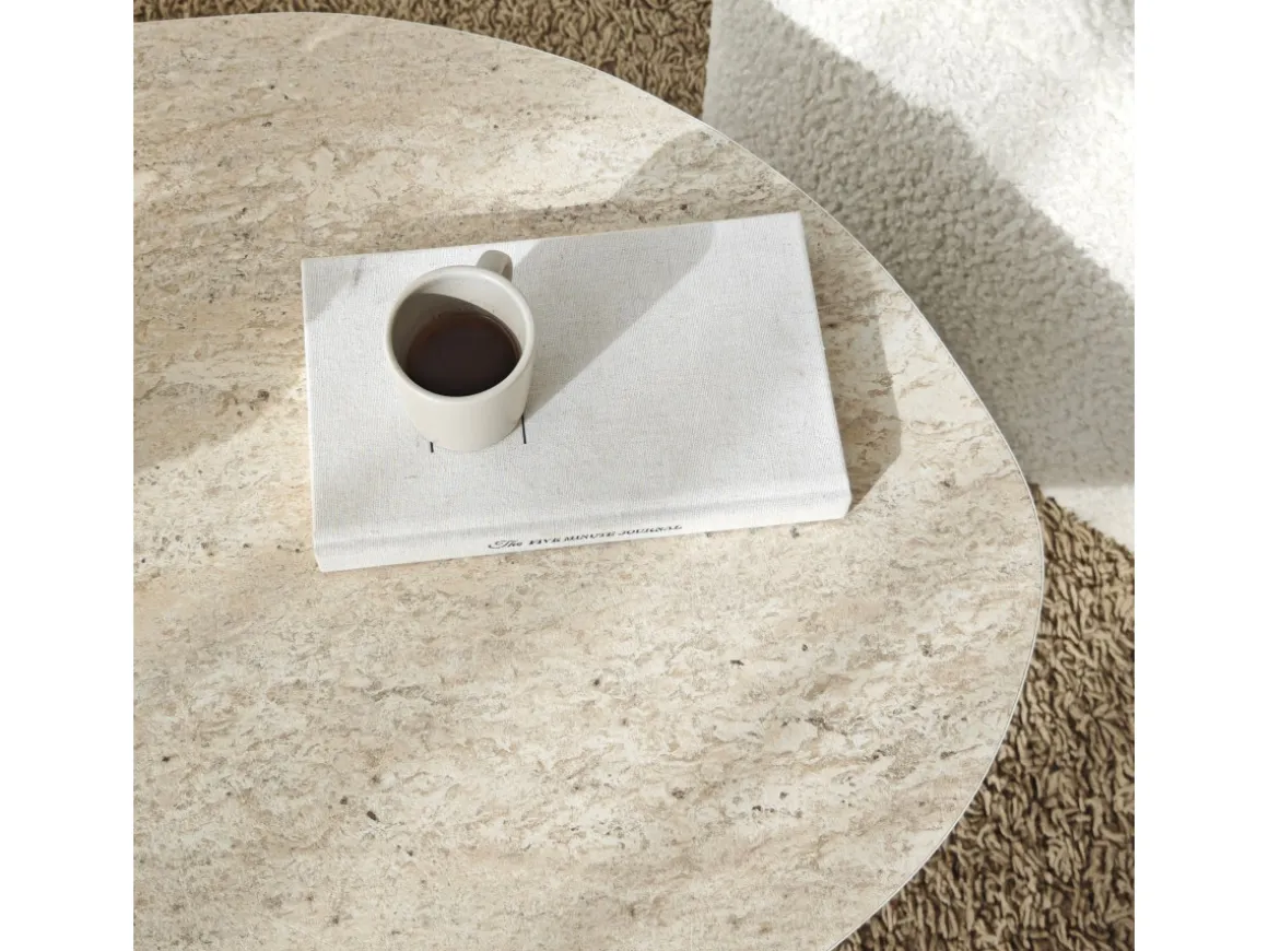 Table basse en bois "Rock" - 100 x 60 x 35 cm - Travertin