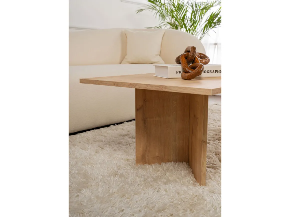 Table basse en bois "Sabin" - 60 x 119 x 40 cm - Chêne Saphir