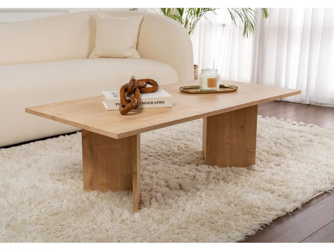 Table basse en bois "Sabin" - 60 x 119 x 40 cm - Chêne Saphir