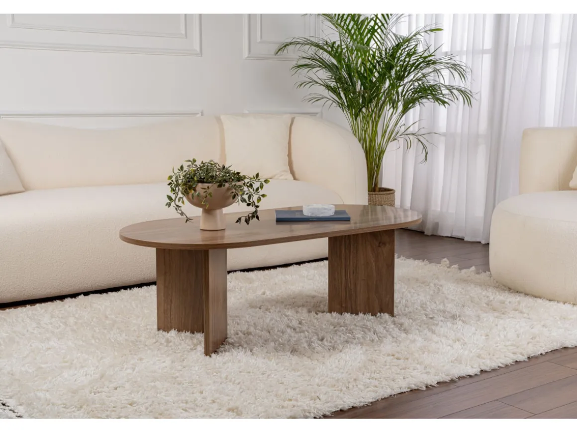 Table basse en bois "Sable" - 60 x 119 x 40 cm - Noyer