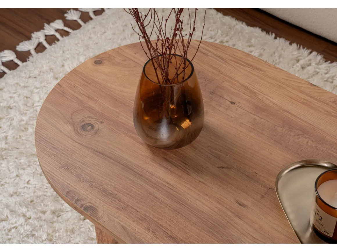 Table basse en bois "Sable" - 60 x 119 x 40 cm - Pin atlantique