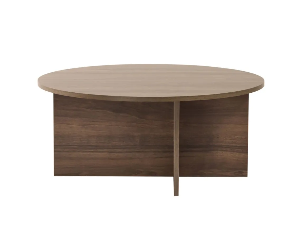 Table basse en bois "Soleil" - 90 x 90 x 40 cm - Noyer