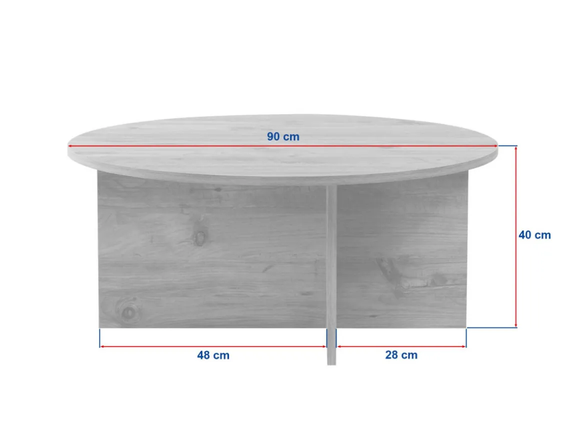 Table basse en bois "Soleil" - 90 x 90 x 40 cm - Noyer