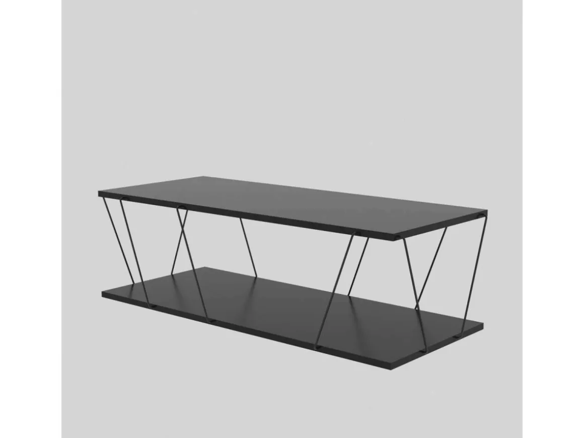 Table basse en bois "Zisino" - 120 x 50 x 30 cm - Gris anthracite