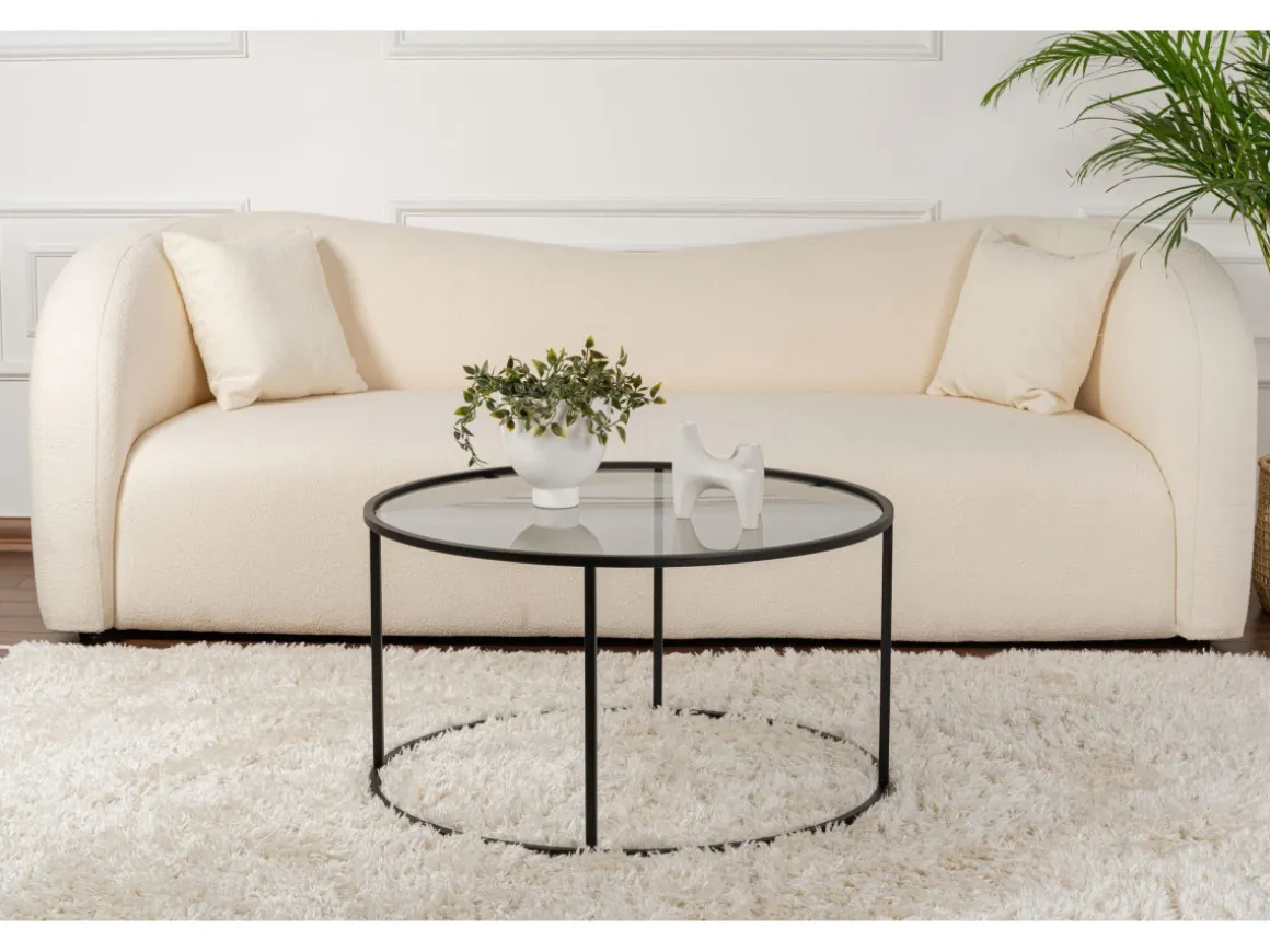Table basse en métal "Aurum" - 80 x 80 x 43 cm - Noir Gris