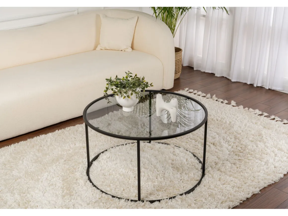 Table basse en métal "Aurum" - 80 x 80 x 43 cm - Noir Gris
