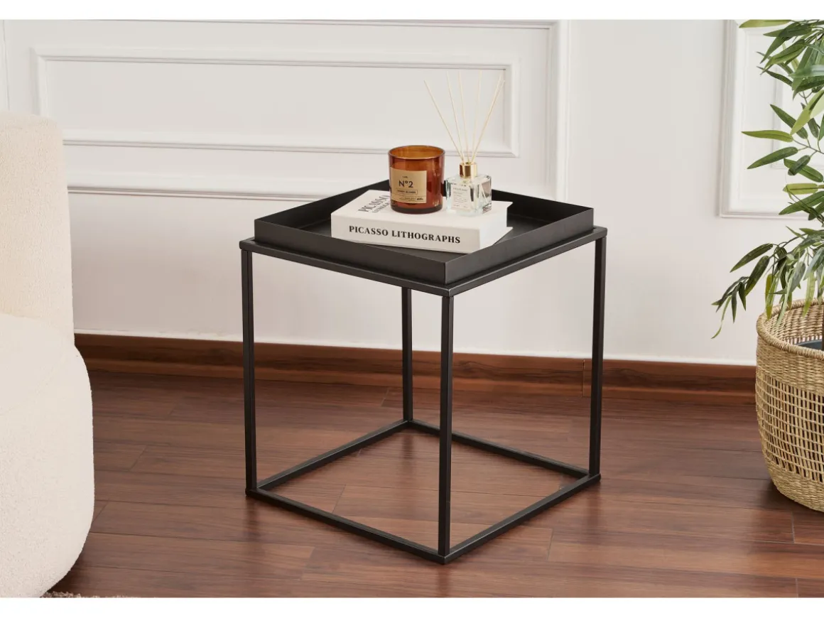 Table basse en métal "Koala" 45 x 45 x 52 cm - Noir
