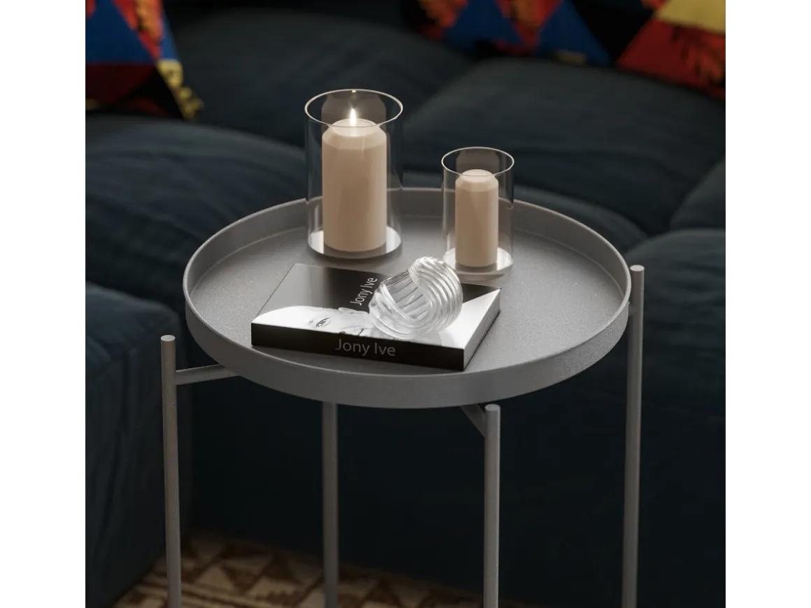 Table basse en métal "Sheby" 46 x 46 x 56 cm - Gris