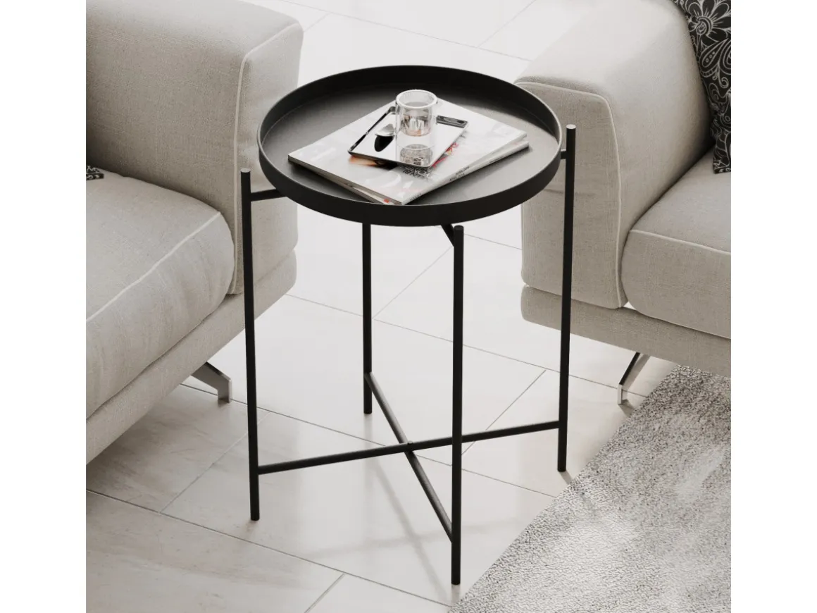 Table basse en métal "Sheby" 46 x 46 x 56 cm - Noir