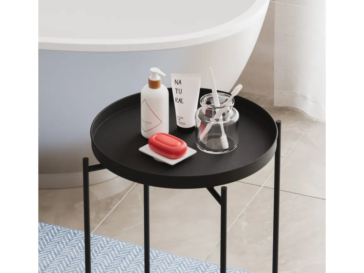 Table basse en métal "Sheby" 46 x 46 x 56 cm - Noir