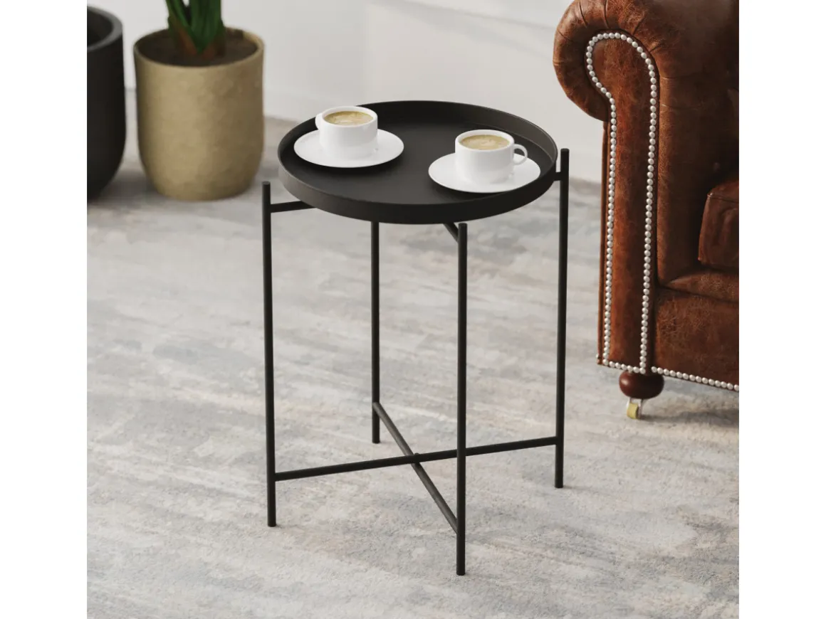 Table basse en métal "Sheby" 46 x 46 x 56 cm - Noir