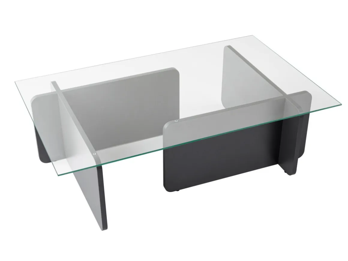 Table basse en verre "Flavio" 105 x 65 x 30 cm - Anthracite