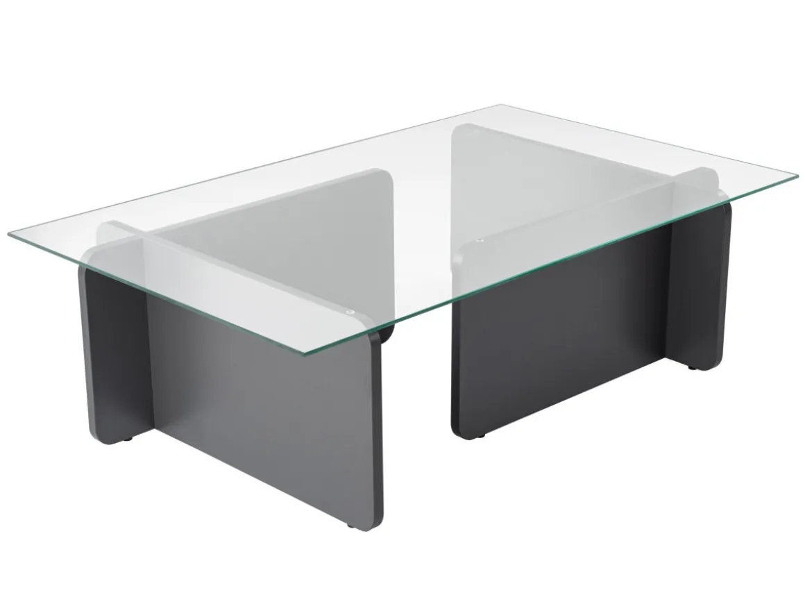 Table basse en verre "Flavio" 105 x 65 x 30 cm - Anthracite