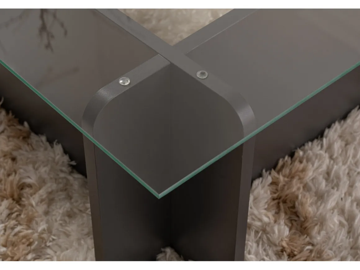 Table basse en verre "Flavio" 105 x 65 x 30 cm - Anthracite
