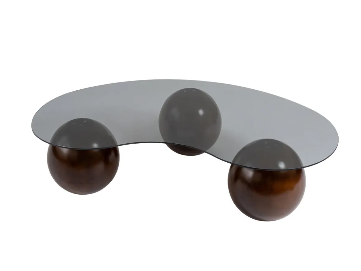 Table basse en verre "Sphere" - 120 x 70 x 30 cm - Marron