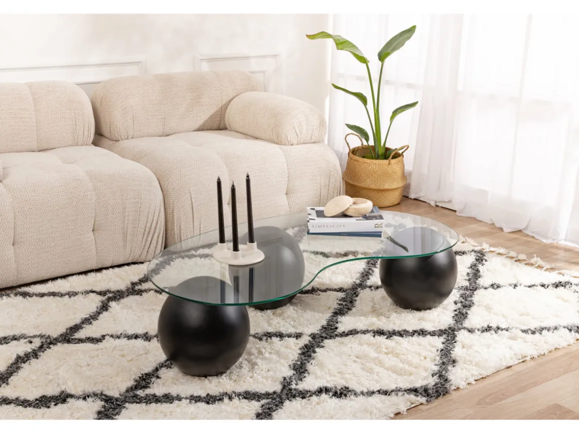 Table basse en verre "Sphere" - 120 x 70 x 30 cm - Noir