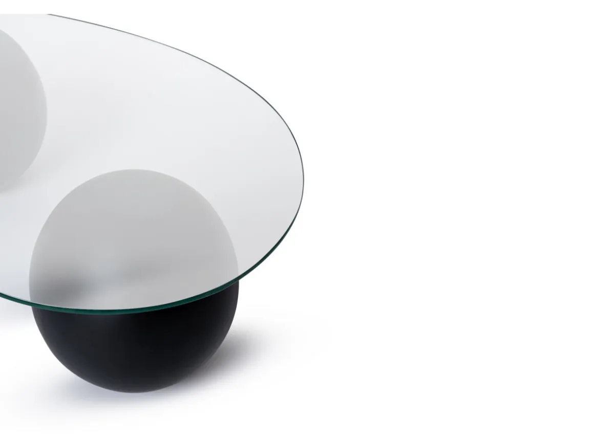 Table basse en verre "Sphere" - 120 x 70 x 30 cm - Noir