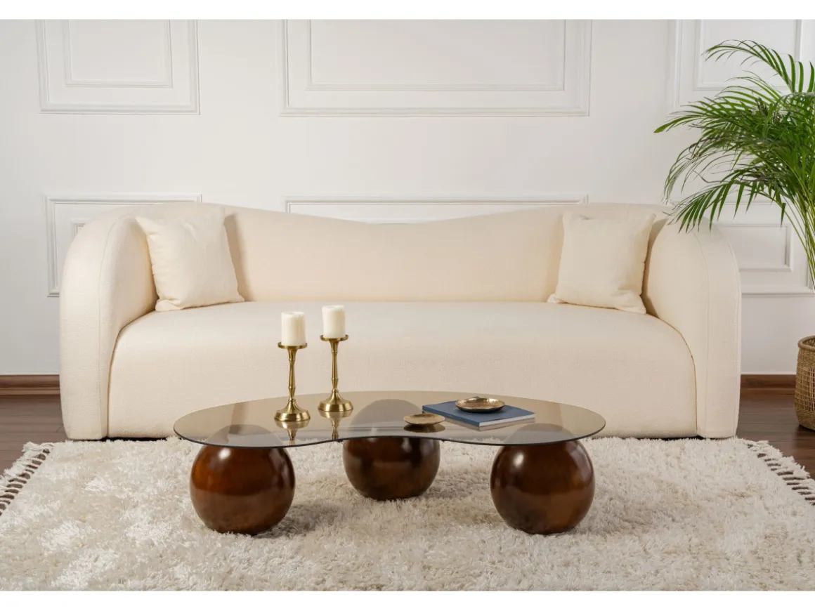 Table basse en verre "Sphere" - 120 x 70 x 30 cm - Marron