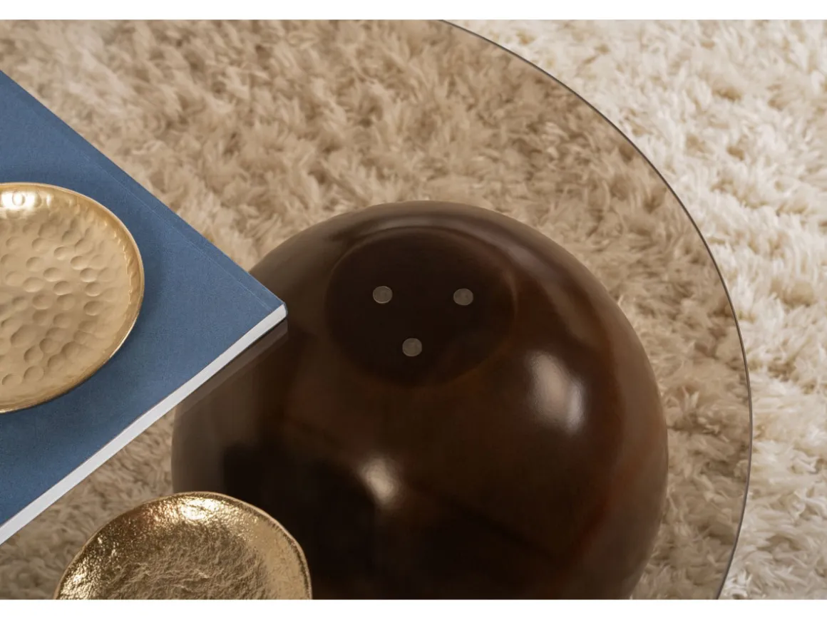 Table basse en verre "Sphere" - 120 x 70 x 30 cm - Marron