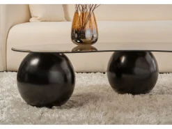 Table basse en verre "Sphere" - 120 x 70 x 30 cm - Noir
