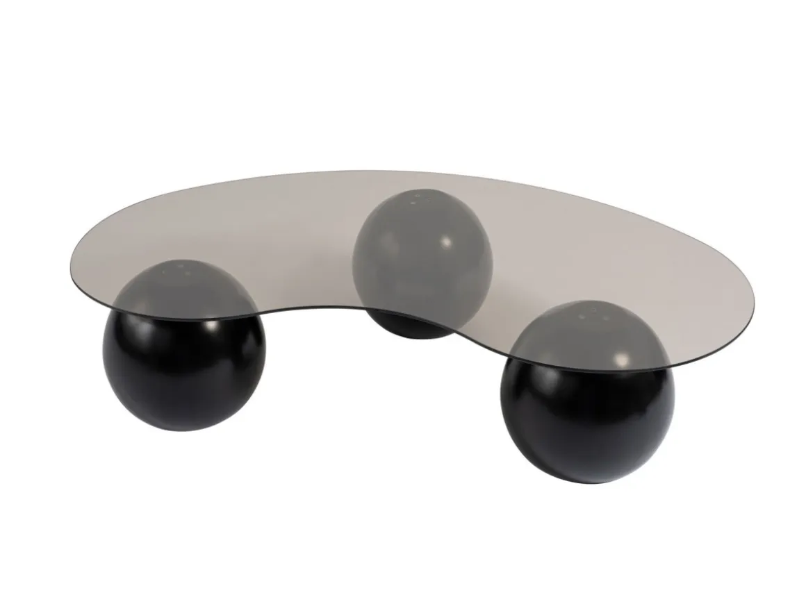 Table basse en verre "Sphere" - 120 x 70 x 30 cm - Noir