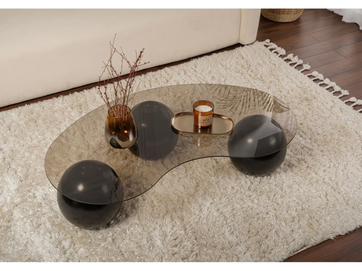 Table basse en verre "Sphere" - 120 x 70 x 30 cm - Noir