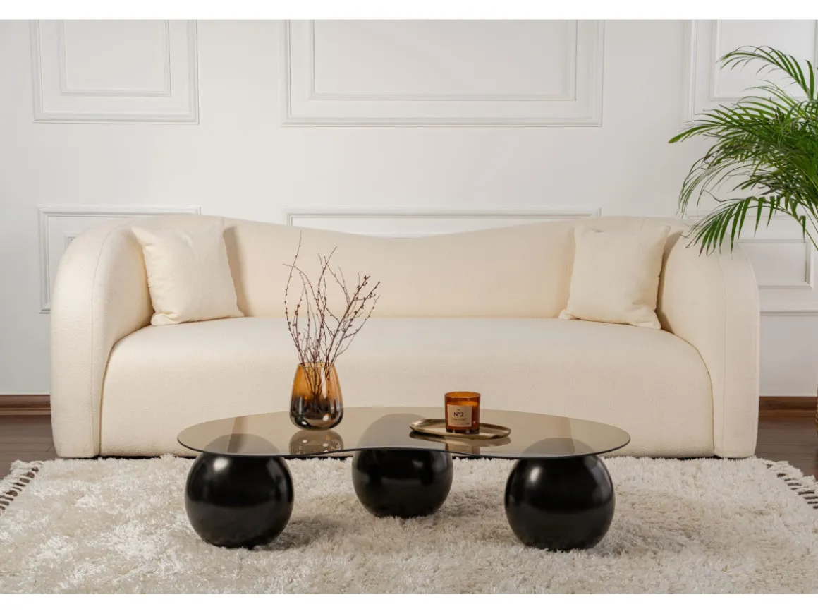 Table basse en verre "Sphere" - 120 x 70 x 30 cm - Noir