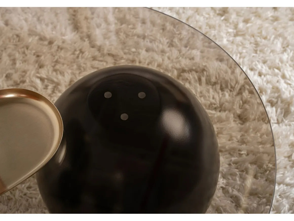 Table basse en verre "Sphere" - 120 x 70 x 30 cm - Noir