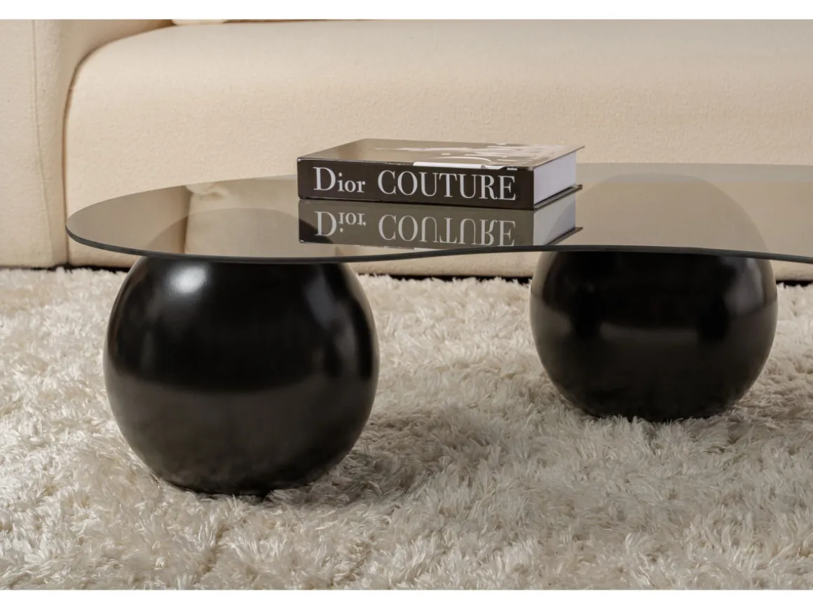Table basse en verre "Sphere" - 120 x 70 x 30 cm - Noir